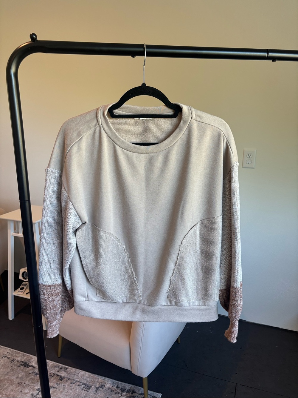 Cozy Neutral Sherpa Pullover - Small